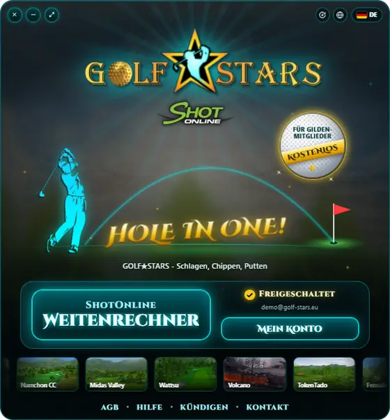 Startfenster der Windows-App ShotOnline Weitenrechner